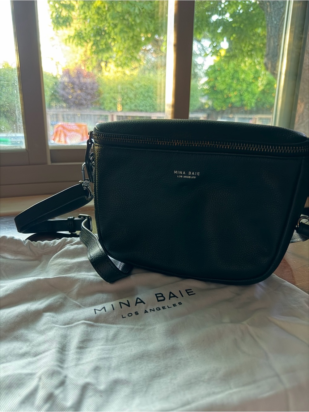 Mina Baie Black Crossbody Bag - gunmetal hardware